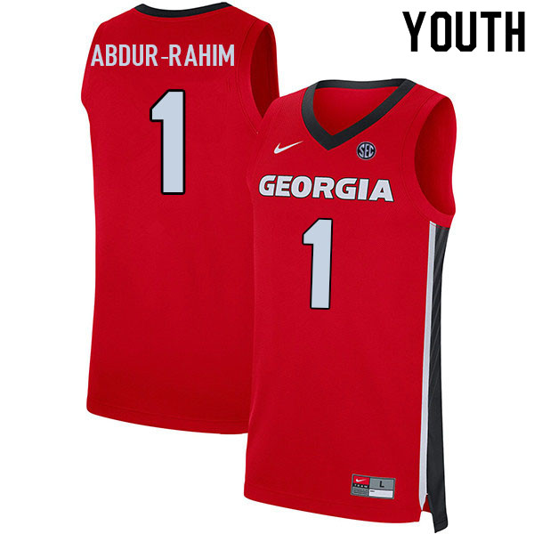 Youth #1 Jabri Abdur-Rahim Georgia Bulldogs College Basketball Jerseys Sale-Red - Click Image to Close
